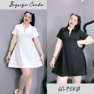  Đầm Polo Bigsize Nữ Tay Ngắn Cổ Bẻ Khóa Kéo Lên Phom Tôn Dáng Dễ Thương Vải Thun Gân Co Giãn G98 
