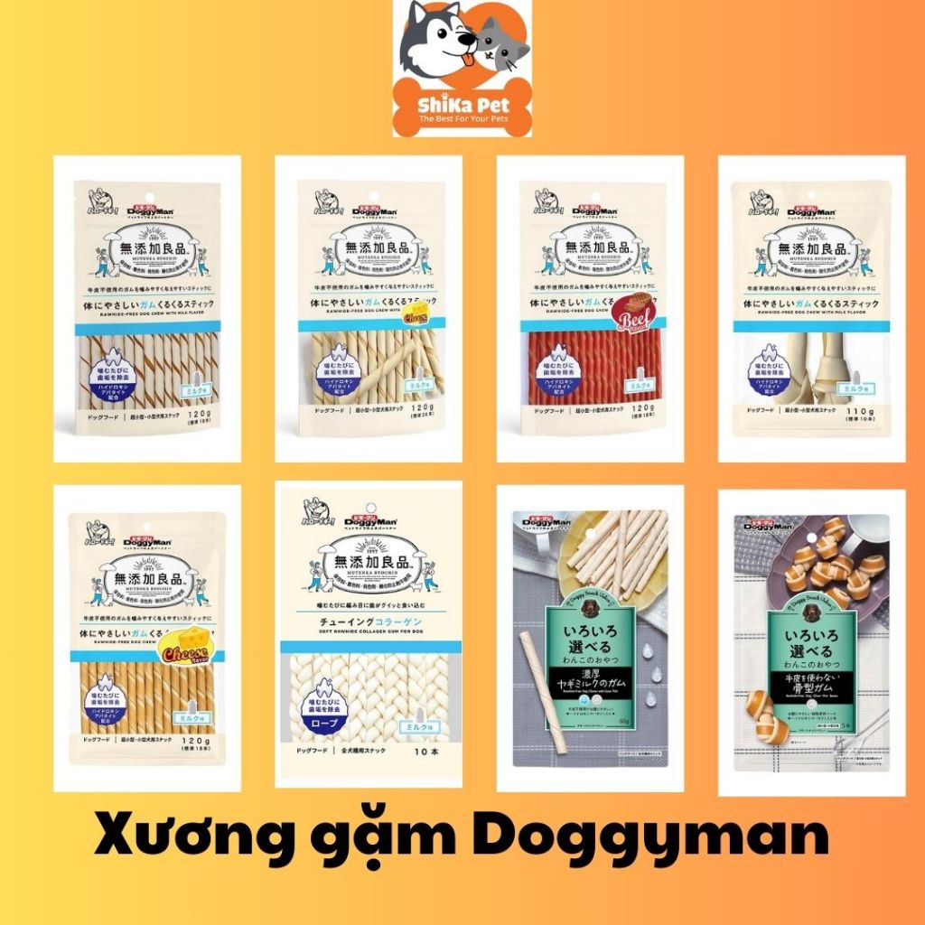 Snack Que Xương Gặm DoggyMan Sạch Răng Cho Chó Vị Sữa / Phô Mai 120g