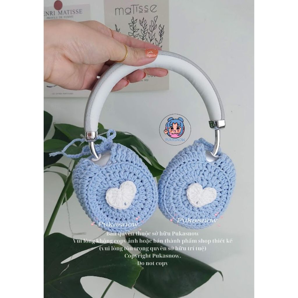 Headphones Cover 🎧 Vỏ bọc tai nghe trái tim móc len cho tai nghe chụp AIR PODS MAX SONY SAMSUNG PIXE