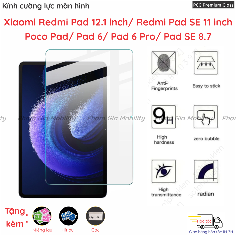 Kính cường lực dành cho Xiaomi Redmi Pad 2 Pro 12.1"/ Pad SE 2 8.7 11'' 8.7" inch/ Poco Pad M1/ Pad 