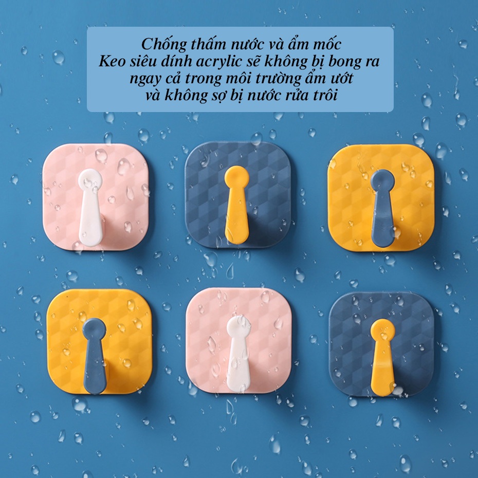 Móc nhựa dán tường, combo 5 móc treo đồ dán tường chắc chắn nhiều màu sắc tiện lợi HAKI DN123
