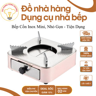  Bếp cồn inox mini bếp inox hình vuông màu hồng màu trắng siêu cao cấp sang trọng sử dụng các loại cồn khô 
