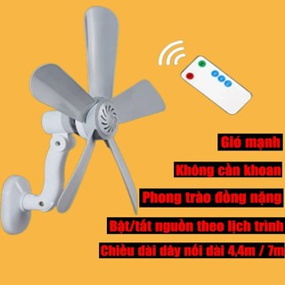 Quạt điện treo tường nhà phòng tắm nhà bếp Quạt trần mini Hướng điều chỉnh 360 độ chiều dài dây 4.4   7 mét 