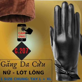  Găng Tay Da Cừu Nữ Cảm Ứng ĐT Mỏng Nhẹ Lót Lông Cao Cấp Đi Mưa Thoải Mái Dễ Lái Xe - Không Bong Nổ - BH 5 Năm - C.207 
