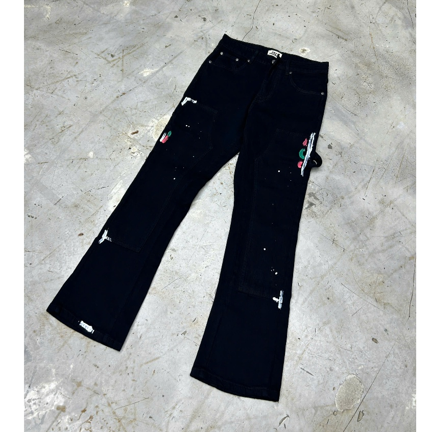 Quần Double Knee Jean đen vẩy sơn - TR7 House