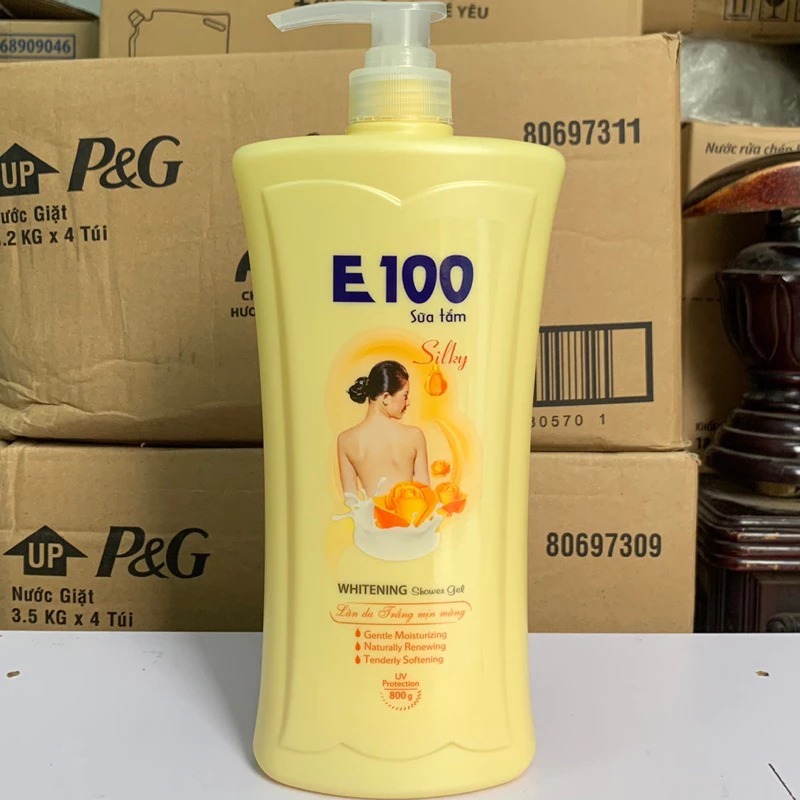 SỮA TẮM E100 SILKY vàng 800g