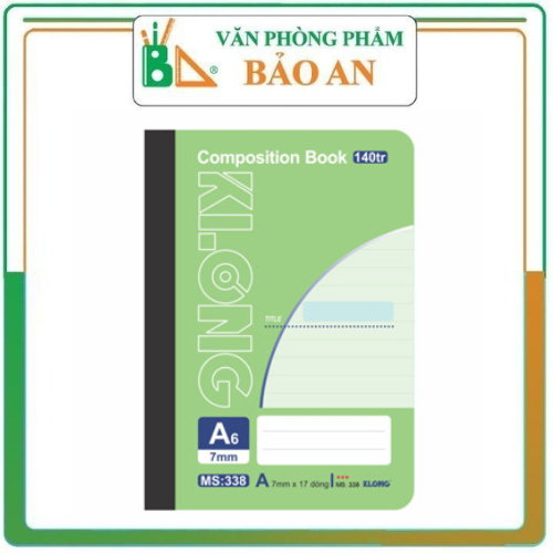 COMBO 3 Sổ kẻ ngang may dán gáy Composition book KLONG 338 - Khổ A6 - 140 trang