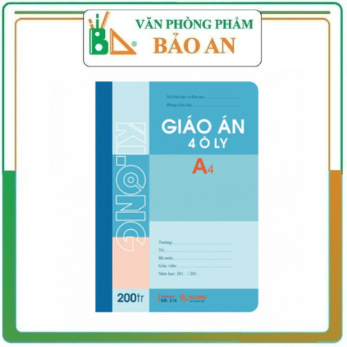 Sổ giáo án A4 - 4 Ô LY - 200 Trang KLONG 314 I Vở dành cho giáo viên và luyện tiếng Trung PP Bảo An