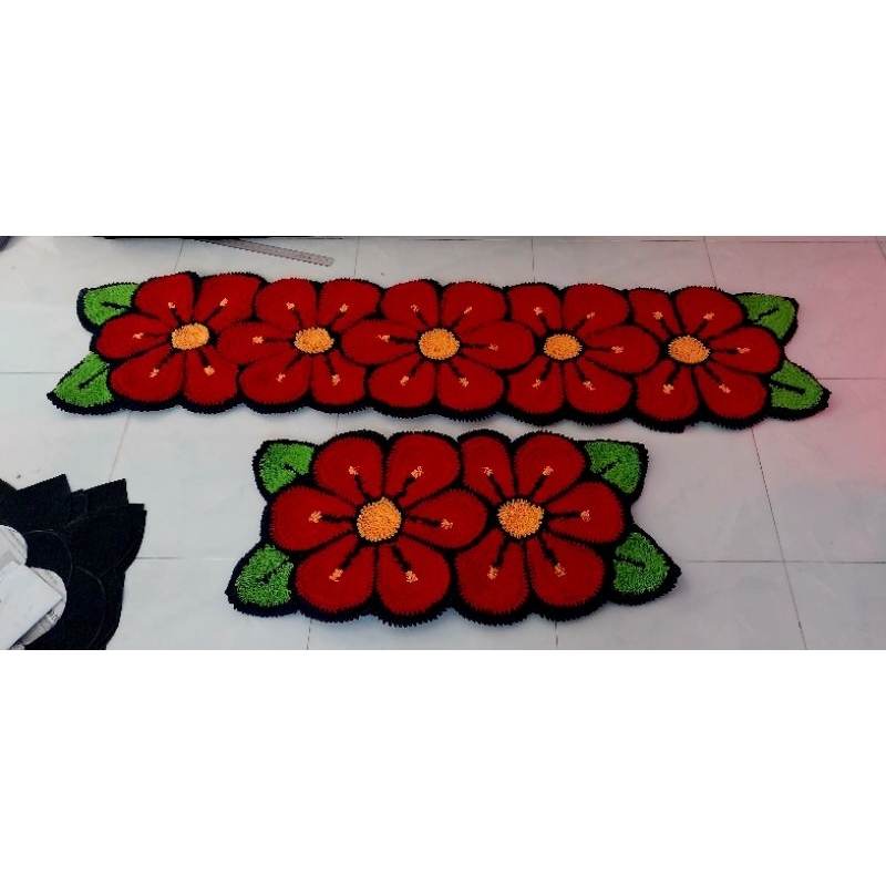 set thảm nhà bếp hình hoa(5bông+2 bông)