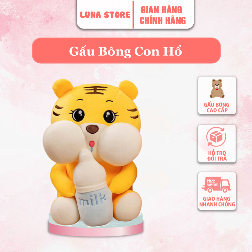 Gấu Bông Con Hổ Gấu Bông Luna Store - Gấu Nhồi Bông Hình Con Hổ Đáng Yêu, Cute, Vải Mềm Mịn, Gấu Bôn