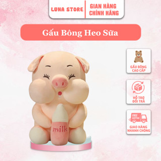 Gấu Bông Heo Sữa Gấu Bông Luna Store - Gấu Nhồi Bông Hình Con Lợn Cầm Bình Sữa Núng Nính Gấu Cao Cấp