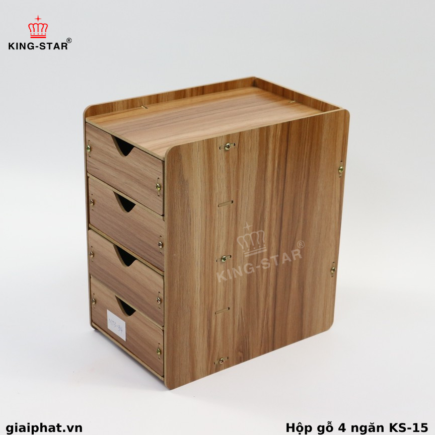 Hộp Gỗ 4 Ngăn Dụng Cụ Lưu Trữ Giấy Tờ KS-15