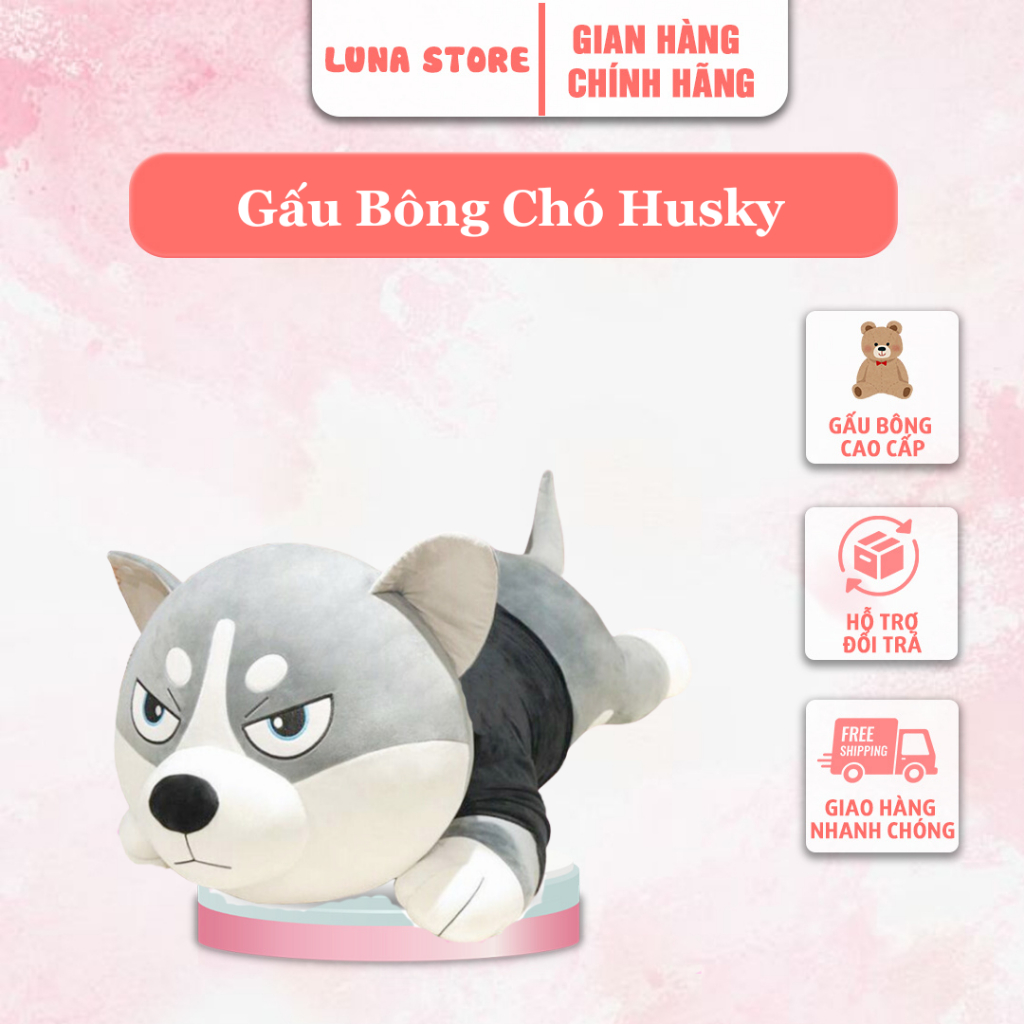 Gấu Bông Chó Husky Gấu Bông Luna Store - Gấu Bông Chó Ngáo Siêu To Khổng Lồ, Dễ Thương, Mềm Mịn, Gấu