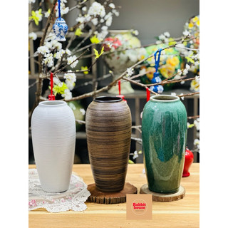    SẴN HỎA TỐC Bình gốm sứ Bát Tràng dáng bom miệng rộng cao 30cm 