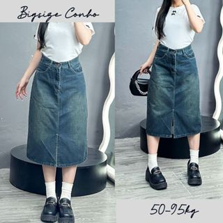 Chân Váy Jean Dáng Dài Xẻ Tà Bigsize Nữ,Chân Váy Bò Cạp Cao Ôm Eo Phong Cách Ulzzang V5