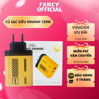  Củ Sạc Siêu Nhanh 120W Công Nghệ Sạc GAN Sạc Siêu Nhanh Cổng TypeC + USB An Toàn Không Nóng Máy - FANCY 