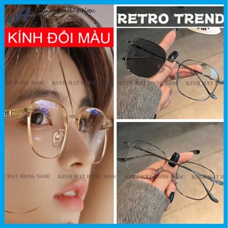 Kính đổi màu dưới nắng, gọng kính kim loại, mắt kính đổi màu xám khi ra nắng [DMN]