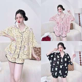 Bigsize 45-100kg Đùi đồ ngủ đồ bộ cánh dơi áo to , pijama mặc nhà chất lụa hàn ,lụa xốp mềm mát