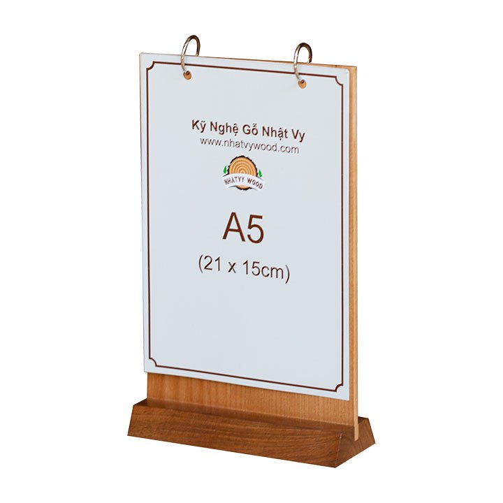 Standee để bàn bằng gỗ, Menu để bàn cao cấp A5-NV5105