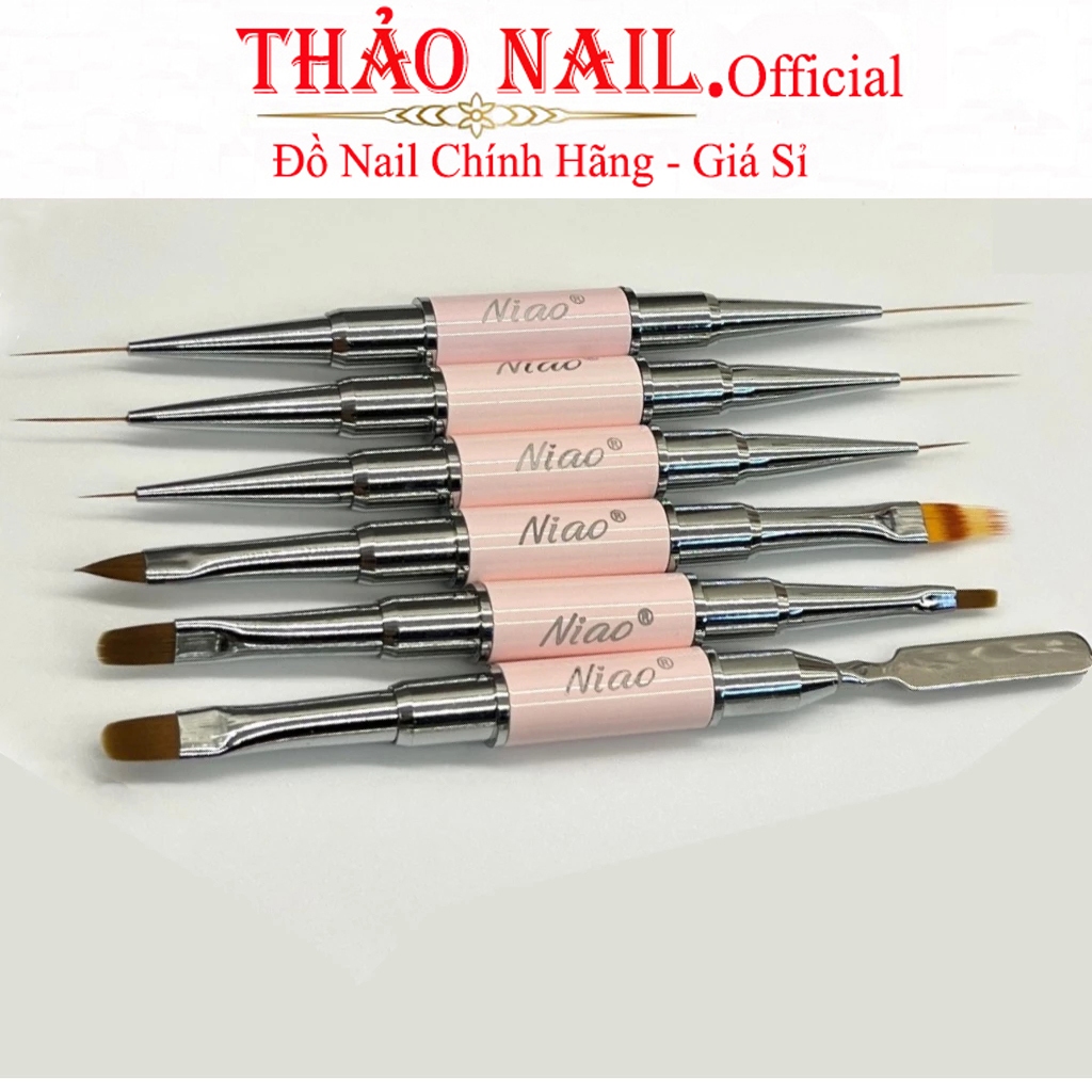 Cọ đắp gel niao 2 đầu đắp gel gôm, cọ vẽ niao hồng chuyên dụng làm nail