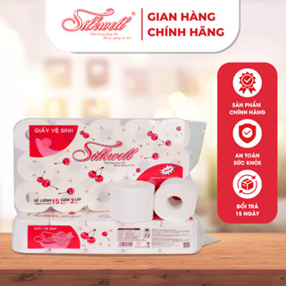 Giấy vệ sinh Silkwell Cherry 15 cuộn 3 lớp chính hãng mềm mịn siêu dai