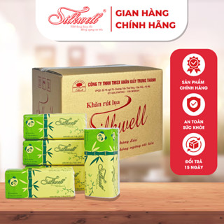 Thùng 9 gói giấy ăn gấu trúc khổ lớn Silkwell 100% bột tre nhập khẩu cao cấp tiện lợi