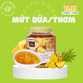 Mứt dứa/thơm Boduo hộp 1kg, nhân dứa thơm, giòn chiếm 50% dùng pha trà hoa quả, nhân bánh kem