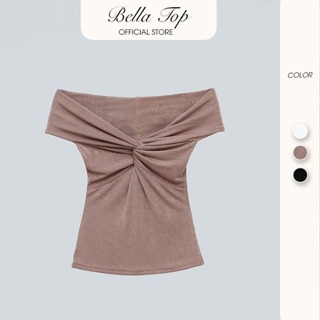 Áo thun kiểu nữ - Áo trễ vai tiểu thư chéo ngực chất liệu vải nhũ dệt kim cao cấp sang chảnh, CTWOMEN