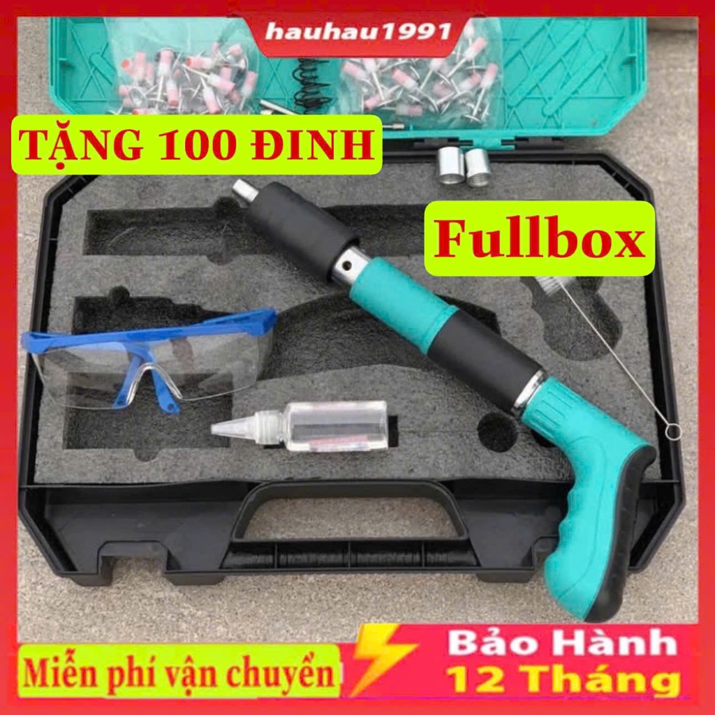 (FULL BOX TẶNG 100 ĐINH ) Máy bắn đinh hạt FULLBOX Trọn Bộ Máy Bắn Đinh Hạt Nổ Mẫu mới 2024 Bắn Đinh Bê Tông