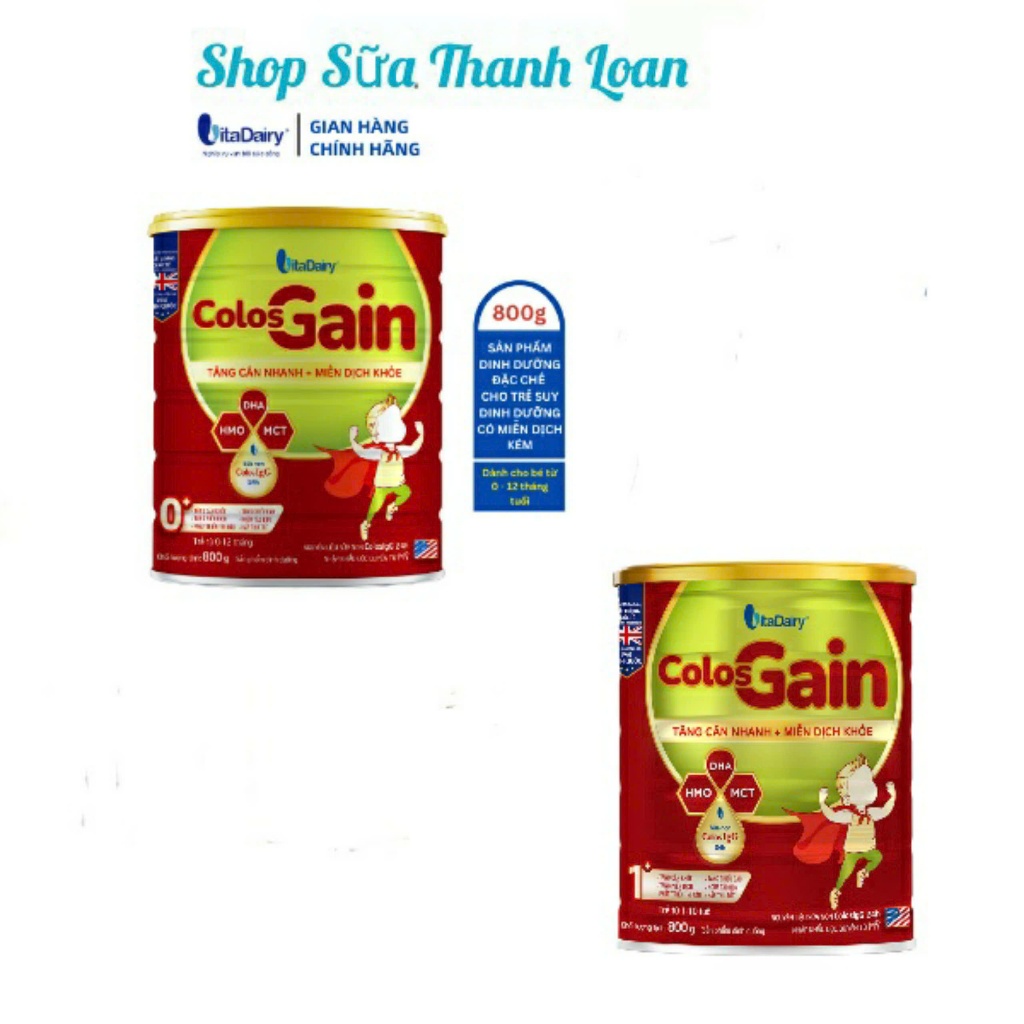 [HSD T1-2028] [Quét Mã QR Tích Xu] Sữa Bột Vitadairy Colos Gain 0+/ 1+ 800g.