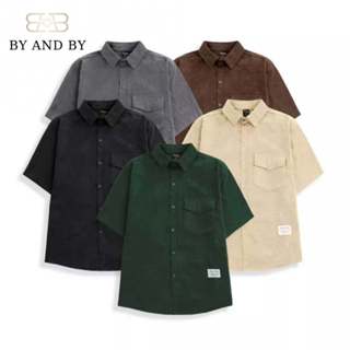 Áo sơ mi nam nữ tay ngắn chất nhung tăm cao cấp kiểu dáng unisex, basic mặc cực đẹp BYANDBY