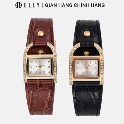 Đồng hồ nữ ELLY EH14 dây da thật mặt phủ sapphire chính hãng