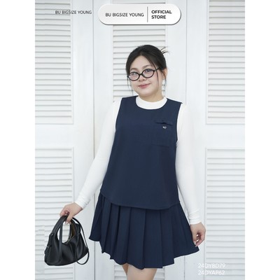 Set áo ghi lê cổ tròn BIGSIZE (55kg đến 95kg) – 24DYBD79 - [BU Bigsize Young]