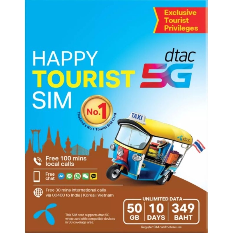 Sim du lịch Thái Lan 10 ngày data tốc độ cao không giới hạn