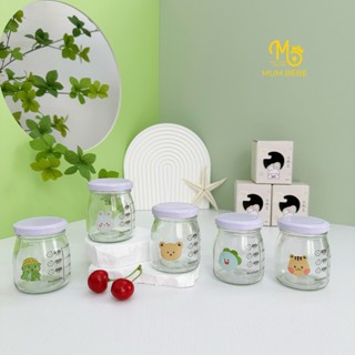 Hũ thủy tinh Mumbebe làm sữa chua bữa phụ pancotta cho bé ăn dặm, Cốc thủy tinh kèm nắp có vạch chia 120ml cho bé ăn dặm