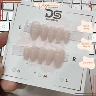 Móng tay giả thiết kế màu thạch nude nail box trắng da đơn giản trong trẻo sang trọng TẶNG keo dán móng MT216