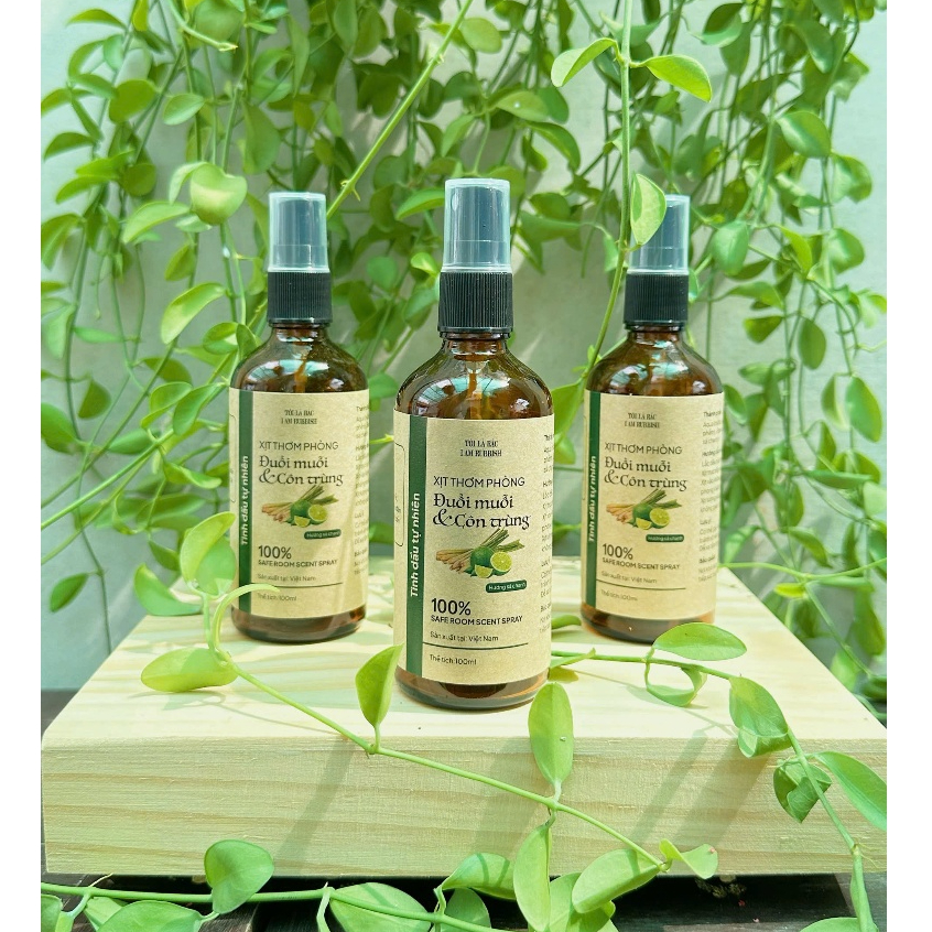 Xịt Thơm Phòng Tinh Dầu Sả Chanh, Bạc Hà, Vỏ Quế - Giúp Khử Mùi, Thơm Phòng, Đuổi Muỗi Côn Trùng