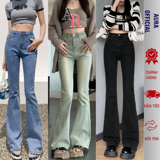  Quần jeans nữ ống loe lưng cao Avocado chất jean dày dặn co giãn ôm eo quần bò ống loe nữ cạp cao 