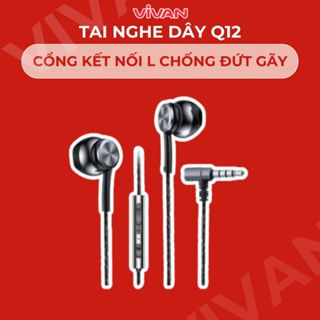 [BH 1 Năm] Tai Nghe Nhét Tai Chính Hãng Dây Dù VIVAN Q12 Cổng Kết Nối Chữ L 3.5mm Tích Hợp Micro Đàm Thoại Chính Hãng