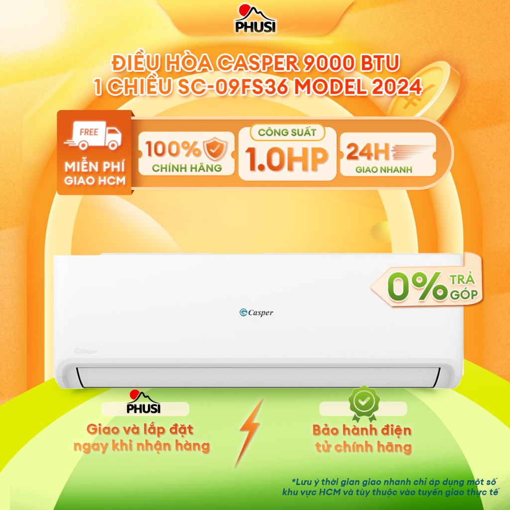 SC-09FS36 [HỖ TRỢ LẮP ĐẶT HCM] Điều Hòa Casper 9000 BTU 1 Chiều SC-09FS36 Model 2024
