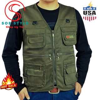 Áo gile XUÂN HÈ,Câu cá,Dã Ngoại,Du lịch Nhập ngoại Cao cấp, Áo Gile Nam vải Kaki nhiều màu MAGL03