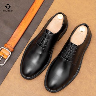  Giày Tây Nam Công Sở Nam Da Bò Cao Cấp Derby 404 POLYTINO Giày Cưới Bảo Hành 12 Tặng Lót Cao Su Non 