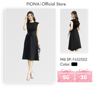 Đầm thiết kế cao cấp FIONA dáng xòe váy công sở nữ thân trên phối ren phù hợp đi làm đi chơi F452502