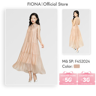 Đầm thiết kế cao cấp FIONA váy công sở nữ sát nách dáng xòe cổ đức phù hợp đi làm đi chơi F452024