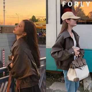 Áo Khoác Da Croptop Bomber Forly Offical - Áo Da Trendy Thời Trang Năng Động T081