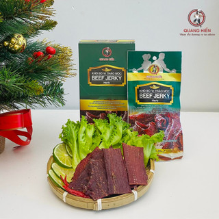 Khô bò thảo mộc beef jerky herb Quang Hiển đậm đà hương vị tự nhiên thơm ngon khó cưỡng hộp 100gr