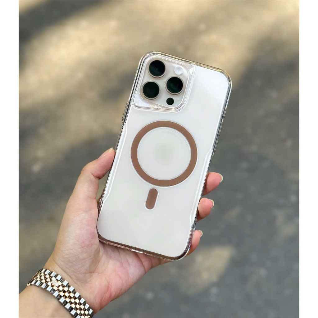 Vàng )Ốp Lưng Cứng Trong Suốt LIKGUS Candy Clear Hỗ Trợ Sạc Không Dây iPhone 16 Pro Max /15 / 13 / 14 / 12 Chống ố màu