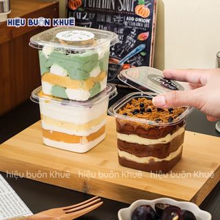 50 Hộp Nhựa Vuông Đựng Bánh Lạnh, Mousse, Tiramisu 400ml (B10-8)