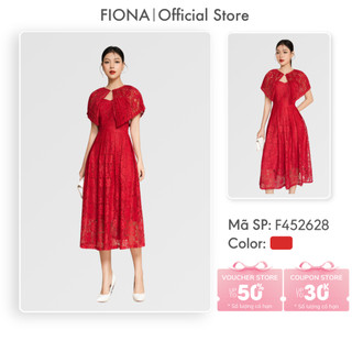 Đầm dự tiệc FIONA dáng xòe đầm ren chùm vai rời dập nhăn sang trọng F452628