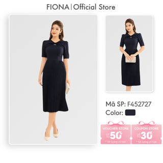 Đầm xếp ly nữ FIONA váy thiết kế cao cấp ngực dúm nơ tùng dưới dập nhăn phù hợp đi làm đi chơi F452727